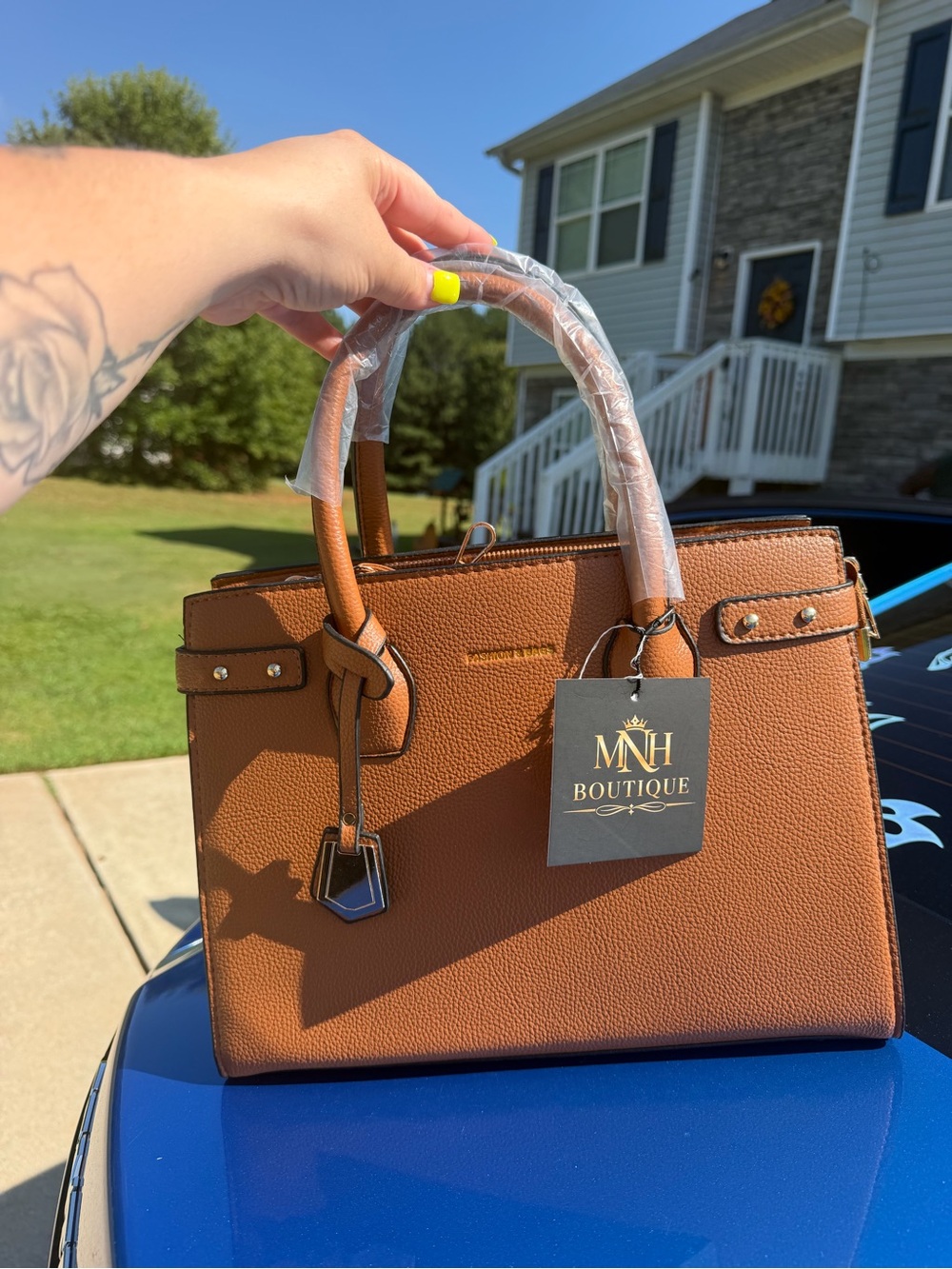 Women's Tan Structured Satchel Bag